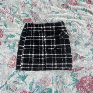 nordstrom's romeo & juliet couture black and white plaid fleece mini skirt